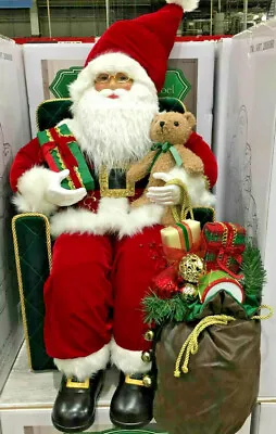 Large 31  Traditional Red Velvet Sitting Santa In Chair Father Christmas **NEW** • £169.95
