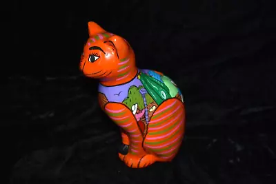 Vintage Mexican  Art Ceramic Art Pottery Cat Figurine Handpainted 9 H • $44.99