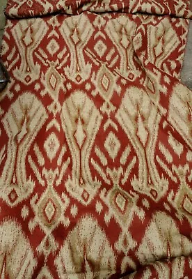 6.30 Metres Red Gold Ikat Aztec Patterned Upholstery Fabric. Plus Off Cuts. • £25