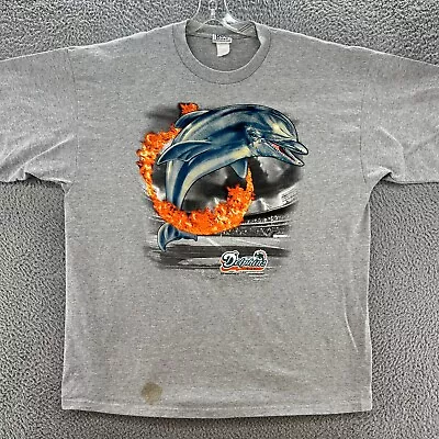 Vintage Miami Dolphins Shirt Mens 2XL XXL Grey NFL Football 2000s Y2K Tee • $19.94