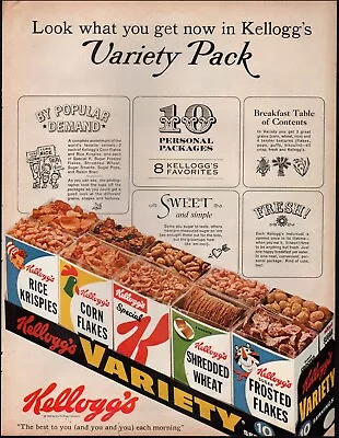 1963 Vintage Ad Kellogg's Variety Pack Retro Cereal Frosted Flakes   06/28/23 • $8.59