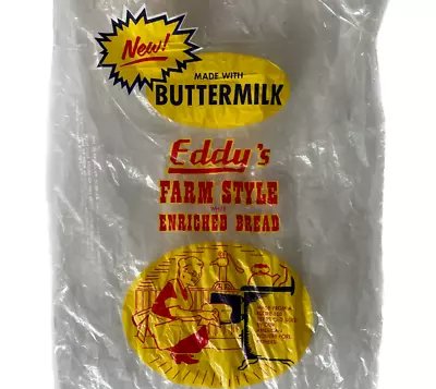 Vintage Eddy's Farm Style White Enriched Bread Plastic Bag Original Montana • $29.99