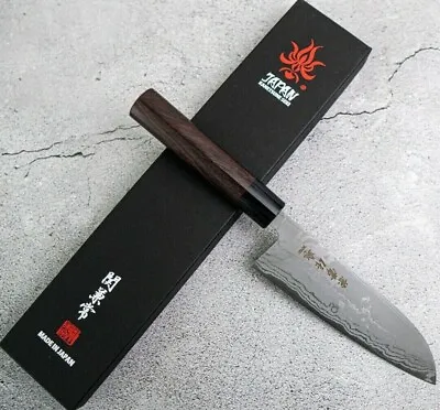 $325 • Buy Kanetsune Blue Steel No.2 Damascus Santoku Japanese Knife 165mm Shitan Handle