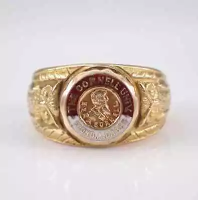 925 Sterling Silver Cornell University Vintage Pinky Ring 14K Yellow Gold Plated • $114.79