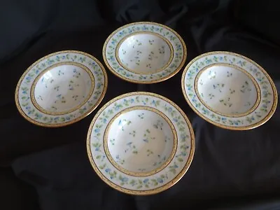 A Raynaud Ceralene Limoges Morning Glory Spray - Set Of 4 Rimmed Soup Bowls • $235