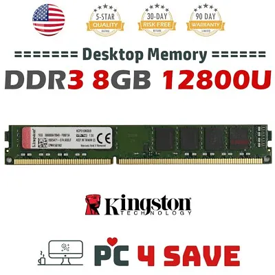 Kingston 8GB DDR3 1600 MHz PC3-12800U NON-ECC UDIMM Desktop Memory KCP316ND8/8 • $13.69