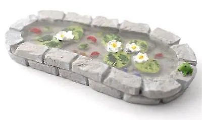 Miniature Grey Stone Fairy Pond With Frog Fairy Garden Accessory 1/12th Scale  • £5.99