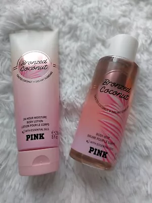 Nib Victoria Secret Pink Bronzed Coconut 2 Piece Set Fragrance Mist& Lotion • $29.95