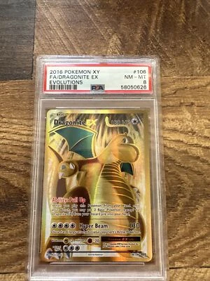 $8 • Buy 2016 Dragonite EX 106/108 Full Art Holo - XY Evolutions - Pokemon - PSA 8 NM-MT