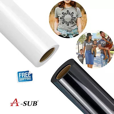 A-SUB HTV Vinyl Heat Transfer Roll 12 X8FT-100FT Black Or White Iron On Vinyl • $10.79