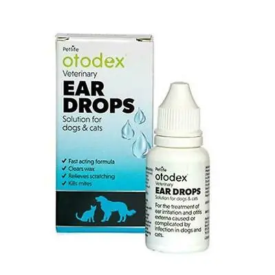 Petlife Otodex Ear Drops Solution Dog Cat Clears Wax Mites Cleanser Itching 14ml • £6.95