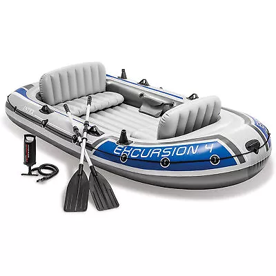 Intex Excursion 4 Person Inflatable Rafting And Fishing Boat Set With 2 Oars • $159.69