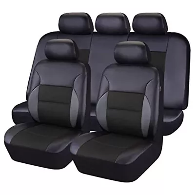 $68.54 • Buy PU Leather Car Seat Covers 9pcs Front & Rear Full Interior Set For 5 Seats Car