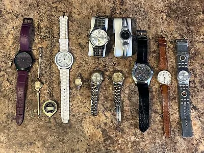 Estate Find 12 Watch Lot Movado Polo Elgin Boum Mudd Marcel+ For Parts Or Repair • $53.99