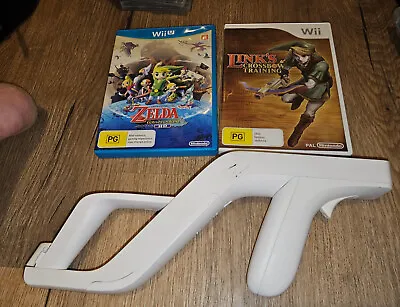 $81 • Buy Nintendo Wii Links Crossbow Training With Zapper Gun And Windwaker HD For WiiU