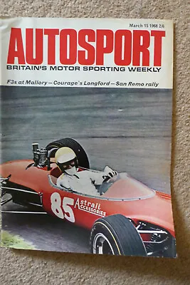 Autosport Magazine 15 March 1968 Ferrari P5 Viva GT McLaren-Ford M7A San Remo • $8.83