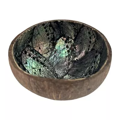 Coconut Shell Bowl With Abalone Inlay 9cm Diameter • £10.95