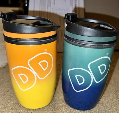 $19.95 • Buy Lot Of 2 Dunkin Donuts Mugs Dd Green & Orange Look