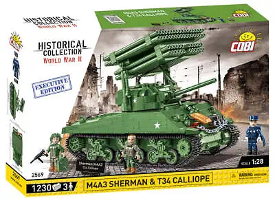 COBI M4A3 Sherman With T34 Calliope Brick Tank Model - COBI 2569 - 1230 Bricks • $135.52