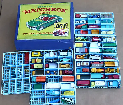 1968 Vintage Matchbox Deluxe Collector's Tri-Fold Case W/ 58 Cars Lesney • $750