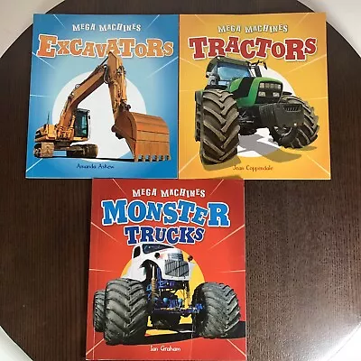 Mega Machines Book Bundle Of 3 Books Tractors Monster Trucks Excavators 2016 • $5.77