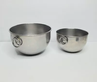 1940s Revere Ware 1801 Round O-Ring Handle Stainless Steel Mixing Bowl Set Of 2 • $32.50