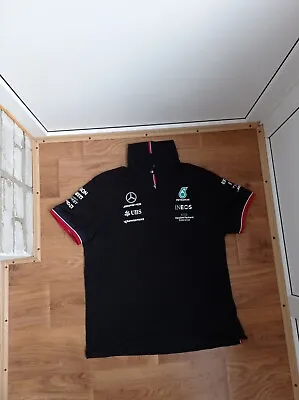 Mercedes Amg Petronas F1 Team Issue Polo Shirt Mens Tommy Hilfiger Black Xxl 2xl • $35.99