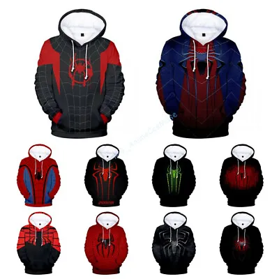 Men's Marvel Spiderman 3D Hoodie Sweatshirt Sweater Long Sleeve Pullover Tops • $18.99