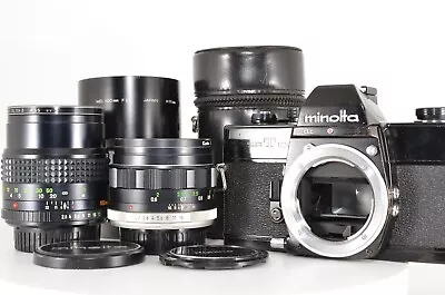 Minolta SRT 101 Black SLR Film Camera W/ 58mm F/1.4 ＋ 100mm F2.5 Lens Set #2248 • $198