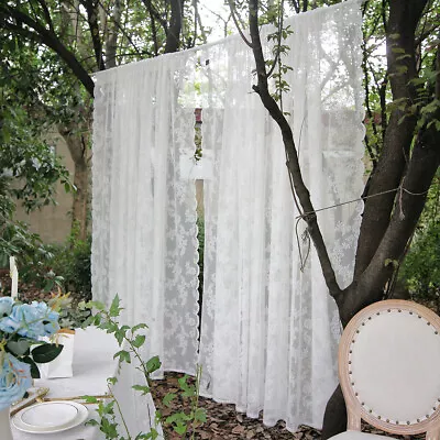 Floral Lace Window Screening Sheer Curtain Vintage Indoor Outdoor Sheer Drape • $30.89