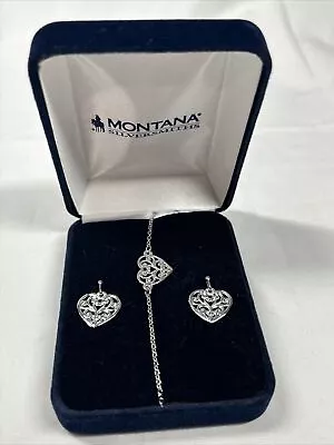 Montana Silversmiths Silver Scroll Heart Bracelet  & Earring Set • $29.99