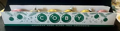 6 Vtg Coby Glass Christmas Tree Ornaments Box Assorted Decorations Holiday Decor • $10.39