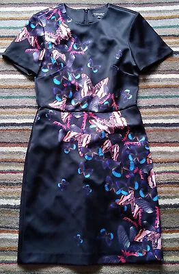 Spotlight By Warehouse Black & Multicoloured Butterfly Print Short Dress Size 8 • £1.99