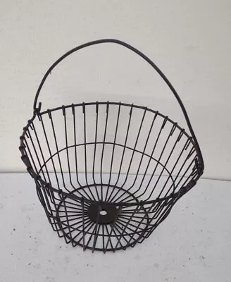 Vintage Antique Egg Basket  Wire Country  Farm Produce Hanging Planter Lt Wire • $38