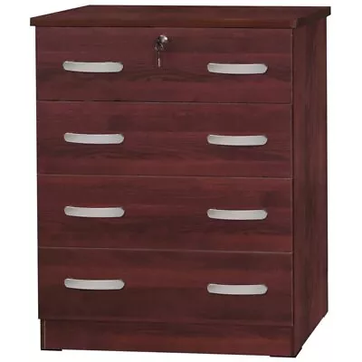 Better Home Products Cindy 4 Drawer Chest Wooden Dresser With Lock In Mahogany • $151.99