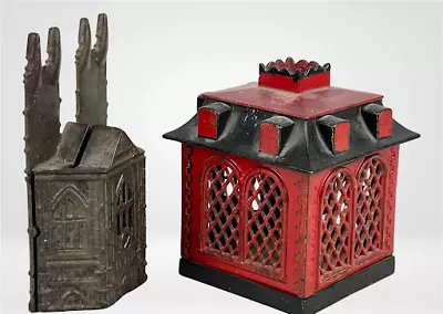 Extremely Rare Antique J&E Stevens 1872 Cast Iron Red Home Coin Bank • $499