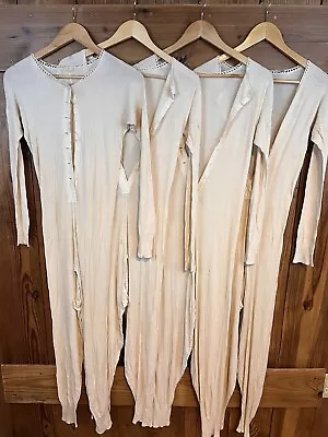 Lot Of 4 1900s Antique Swan Brand Swiss Made Rib Knit Union Suits PLEASE READ • $200