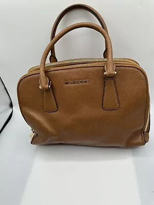 Michael Kors Reese Luggage Brown Textured  Leather Satchel Handbag • $35