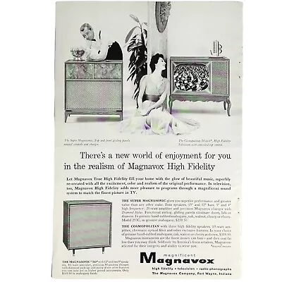 Vintage 1950's Magnavox Super Magnasonic Console Stereo Print Ad 7  X 10  • $6.97