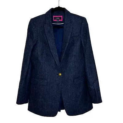 J. Crew X Moon Wool Herringbone Tweed Blazer Size 8T Navy Blue Gold Buttons • $109.94