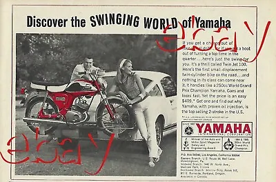 1966 Yamaha Twin Jet 100 Motorcycle Ad Vintage Magazine Advertisement 66 Mustang • $2.50