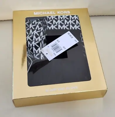 $148 New MICHAEL KORS 3-Piece Set Knit Scarf Hat & Gloves MK LOGO Black /White • $45