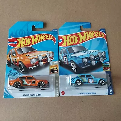 Hot Wheels 70 Ford Escort RS1600 Lot(2) 2020 #52 Orange And 2022 #244 Blue RALLY • $2.45