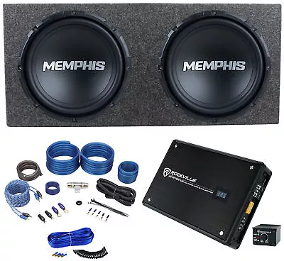 (2) Memphis Audio SRX1244V 12  300w Car Subwoofers+Sealed Box+Amplifier+Amp Kit • $414.95