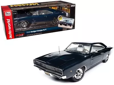 1968 Dodge Charger R/t  Mecum Auctions  1/18 Diecast Car By Auto World Amm1328 • $139.99