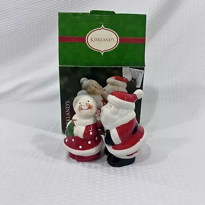 Kirkland's Mr. & Mrs. Claus  Salt & Pepper Set Glazed Ceramic About 4.25 In Tall • $12