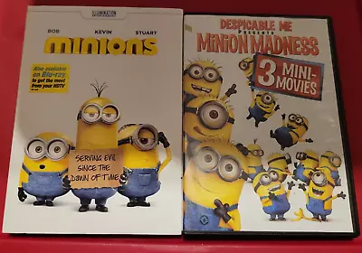 DESPICABLE ME - LOT OF 2 DVDs - MINIONS (SLIP COVER) & MINION MADNESS - • $1.98