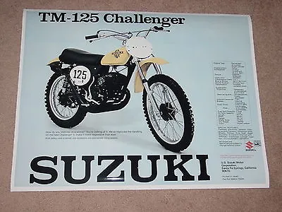 1975 SUZUKI TM125 VINTAGE DIRTBIKE MOTORCYCLE AD POSTER PRINT 28x36 9MIL PAPER • $39.95