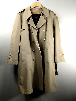 Austin Manor Mens Heavy Trench Coat 44L Tortoise Button/Belted Faux Fur Lined • $21.05