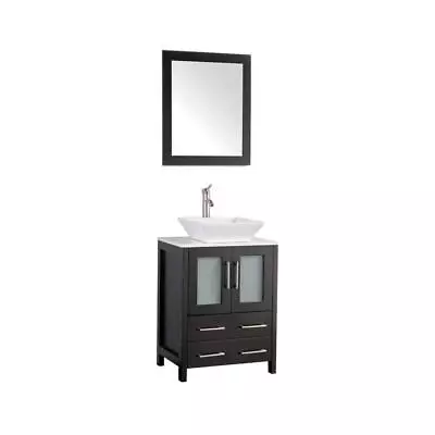 Vanity Art Bathroom Vanities 24 W In Espresso W/ Single Basin Marble Top+Mirror • $550.65